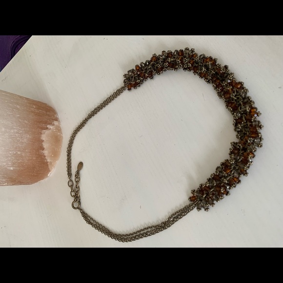 Amber + Copper Beaded Necklace - Picture 3 of 3